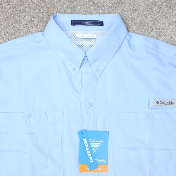 Columbia PFG Shirt NWT Mens Large Blue Tamiami II Fishing Performance S/S Button - Picture 6 of 16